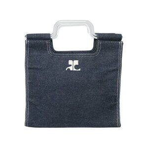 00s Courreges iconic logo denim tote bag